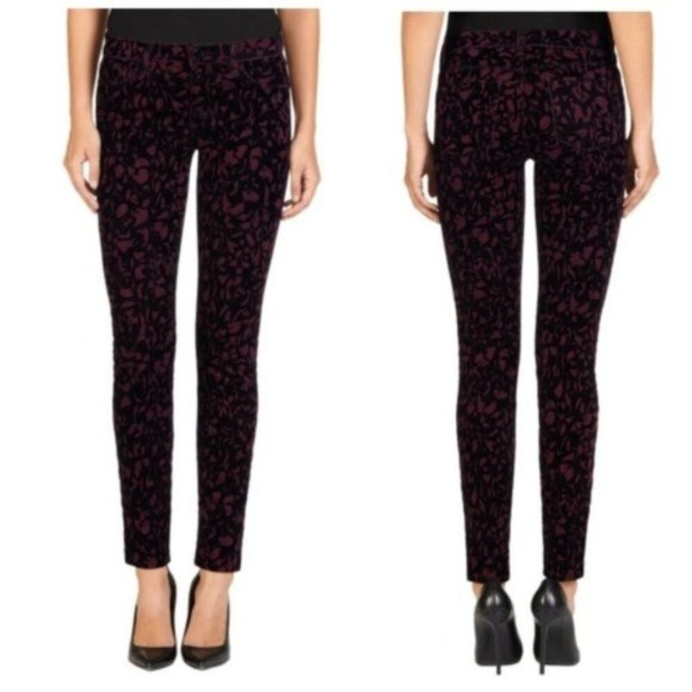 *NWT* J Brand Super Skinny Winter Preppy Chic Velvet Mulberry‎ Brocade Jeans